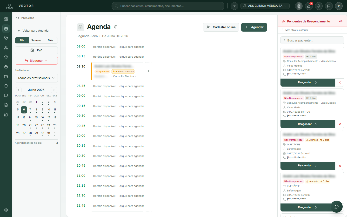 Visão geral do módulo Agenda