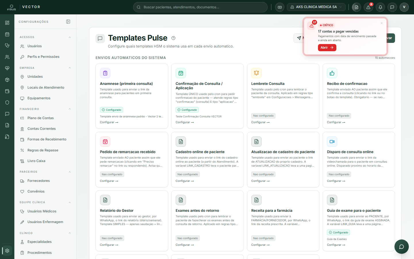 Templates Pulse e regras de mensagem